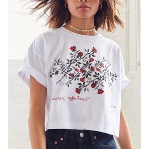 Urban Outfitters White T-shirt with Roses